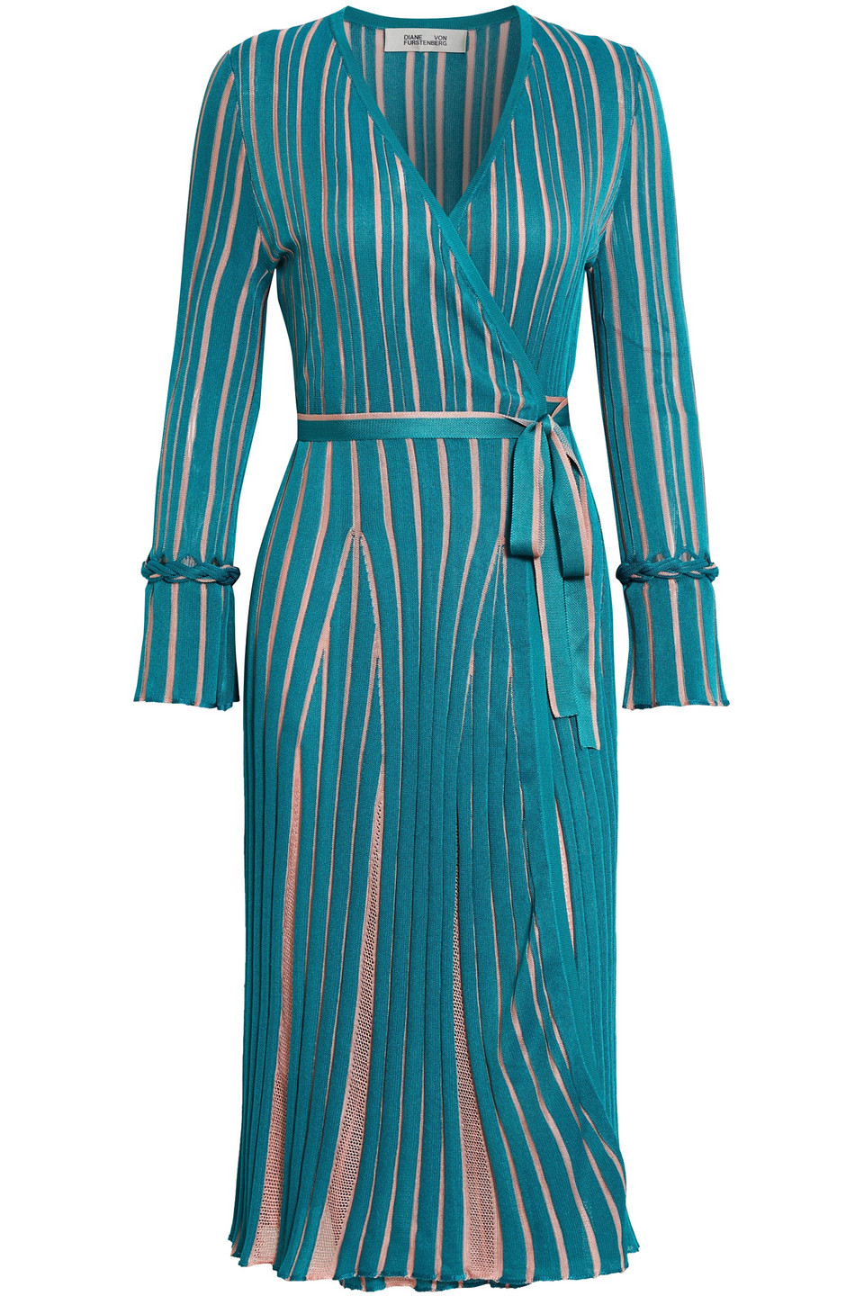 diane von furstenberg - edeline striped knitted wrap dress - blue - s
