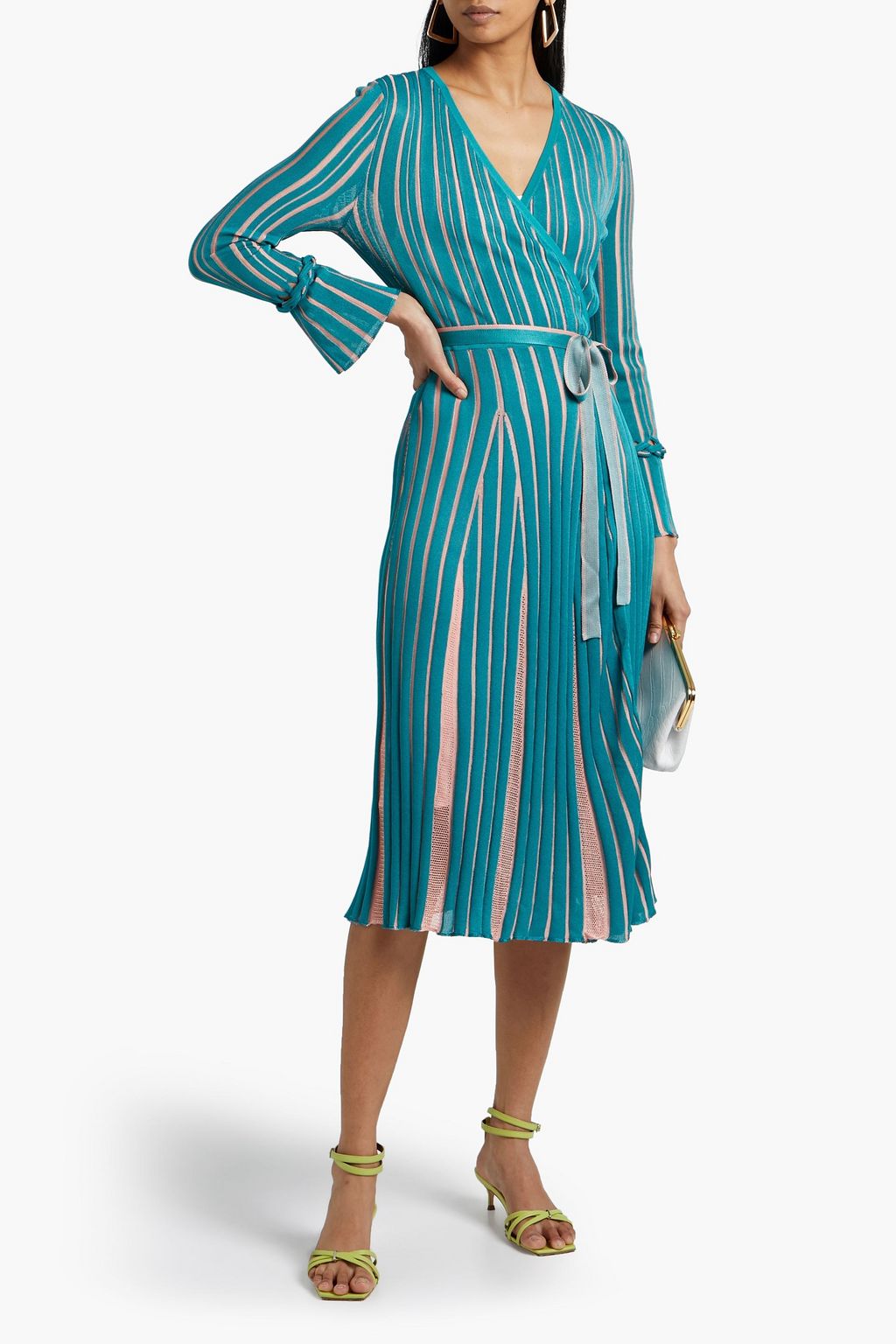 DIANE VON FURSTENBERG Edeline striped knitted wrap dress