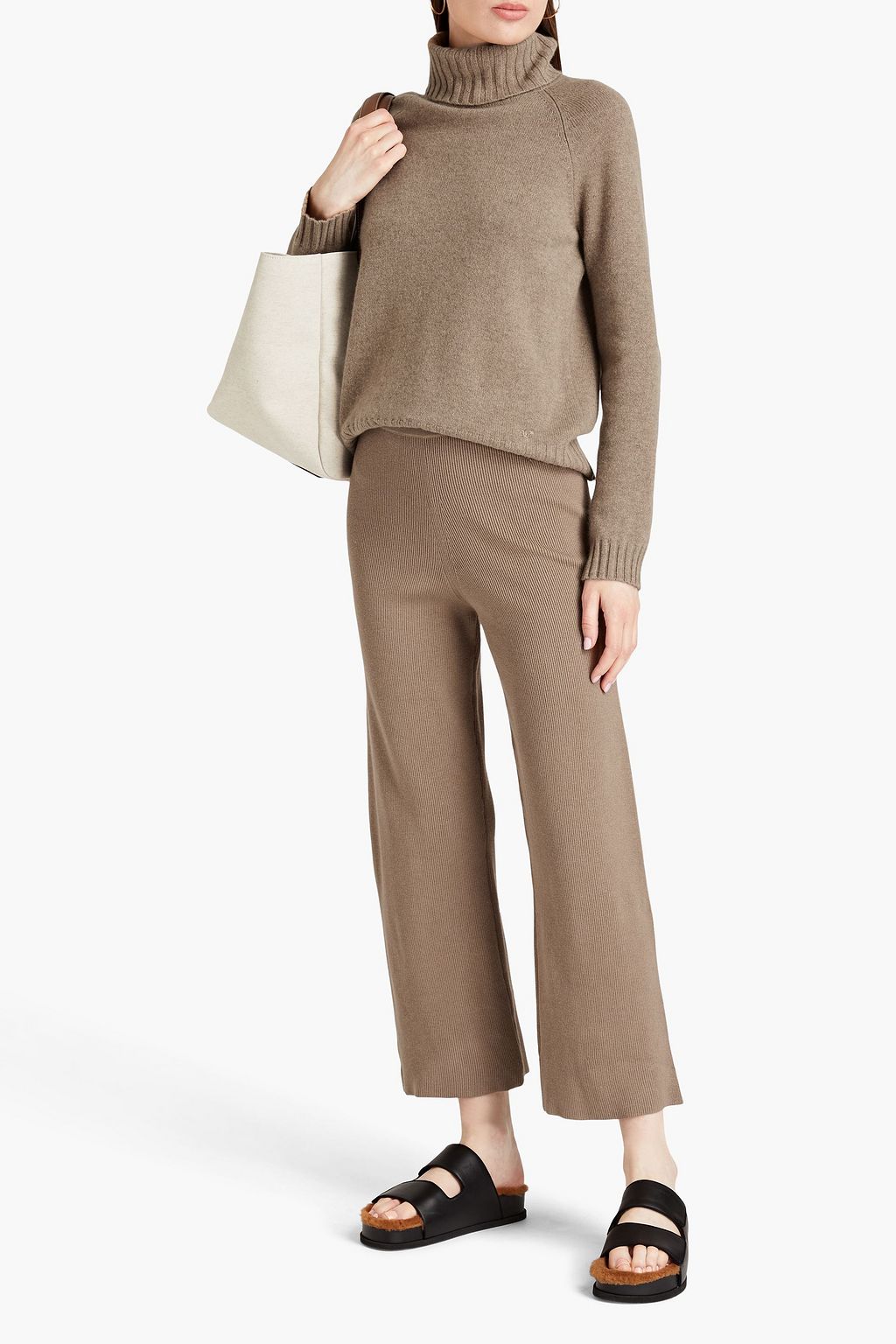 BY MALENE BIRGER Belis cropped ribbed-knit straight-leg pants