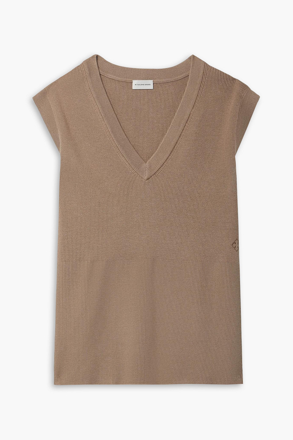 BY MALENE BIRGER EMBROIDERED RIBBED-KNIT TOP 3074457345635150643