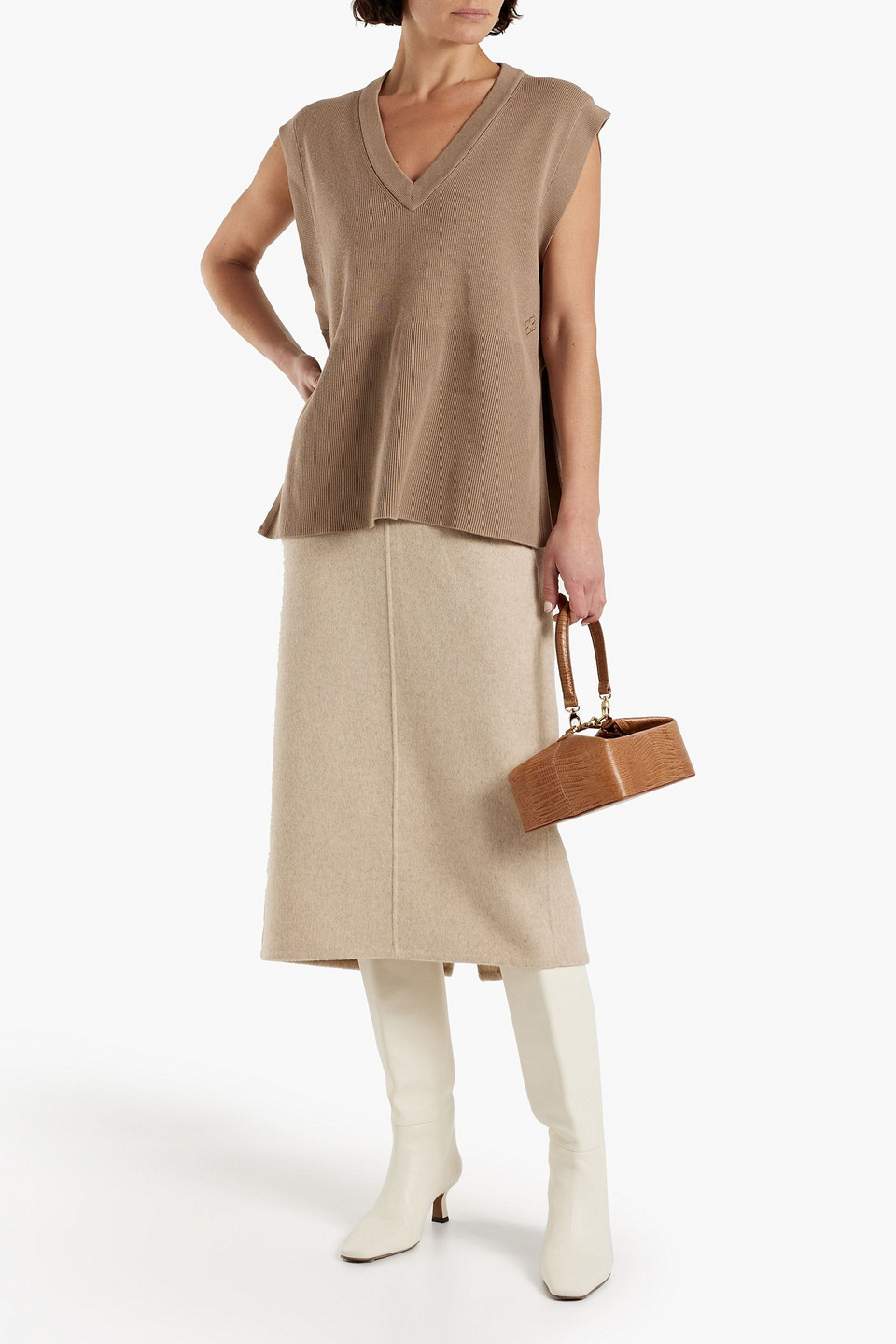 BY MALENE BIRGER EMBROIDERED RIBBED-KNIT TOP 3074457345635150643