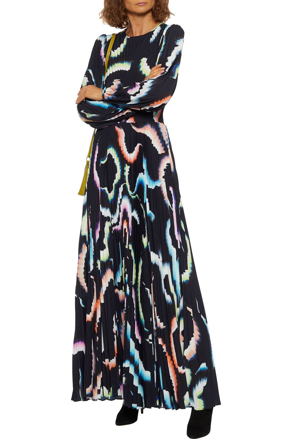 A.L.C. Leah pleated printed crepe de chine maxi dress
