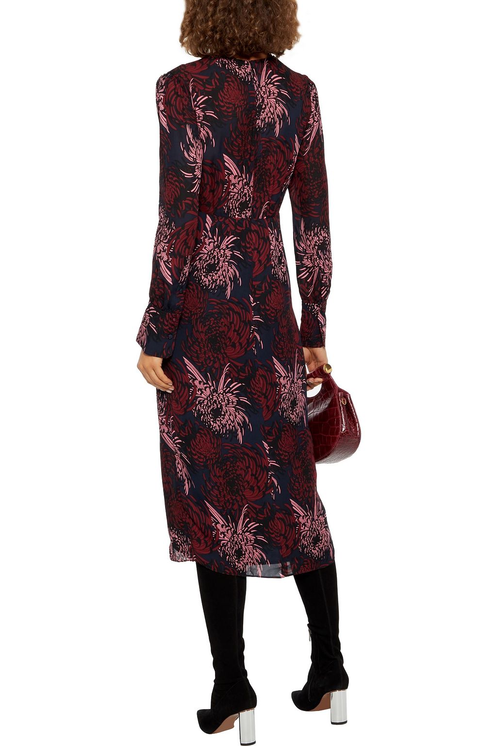 A.L.C. Bailey pleated floral-print silk midi dress