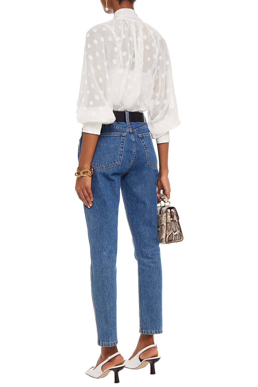 DOLCE&GABBANA Pussy-bow polka-dot fil coupé silk-chiffon blouse
