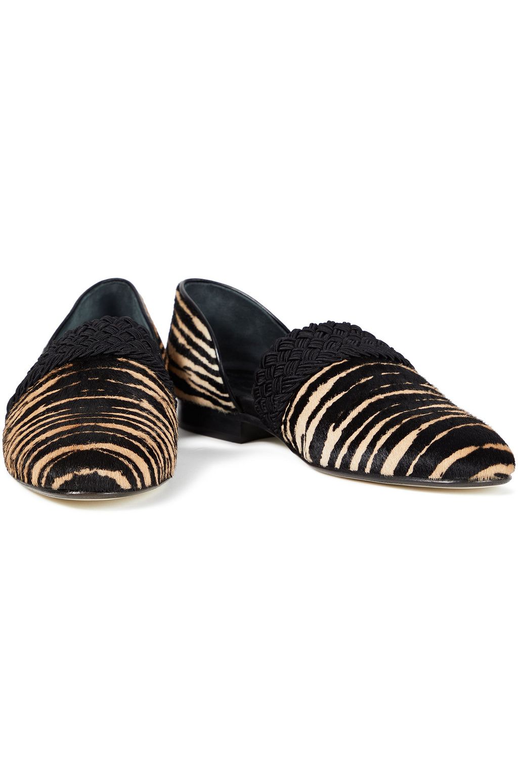 LOEWE Flex d'Orsay braided tiger-print calf hair loafers