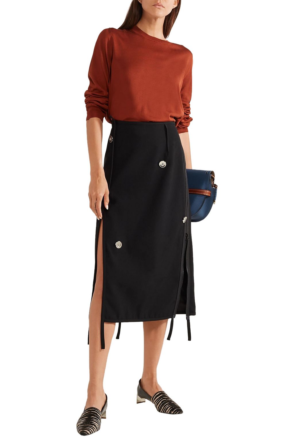 LOEWE Tiger-print calf hair and leather collapsible-heel pumps