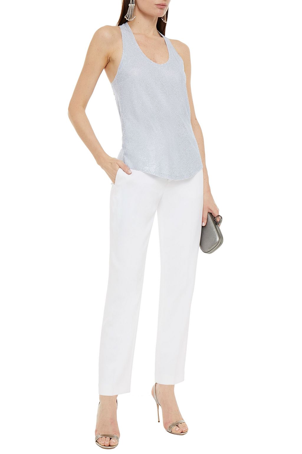 ALEXANDRE VAUTHIER Crystal-embellished stretch-cotton jersey tank
