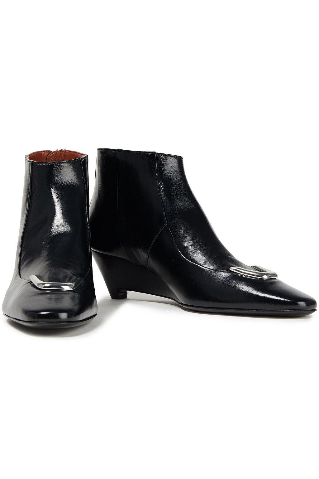 MCQ ALEXANDER MCQUEEN Integrity embellished glossed-leather ankle boots