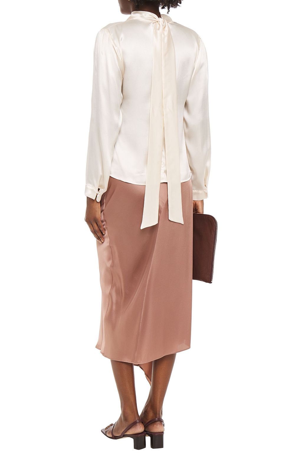 LE KASHA Tie-neck silk-satin top