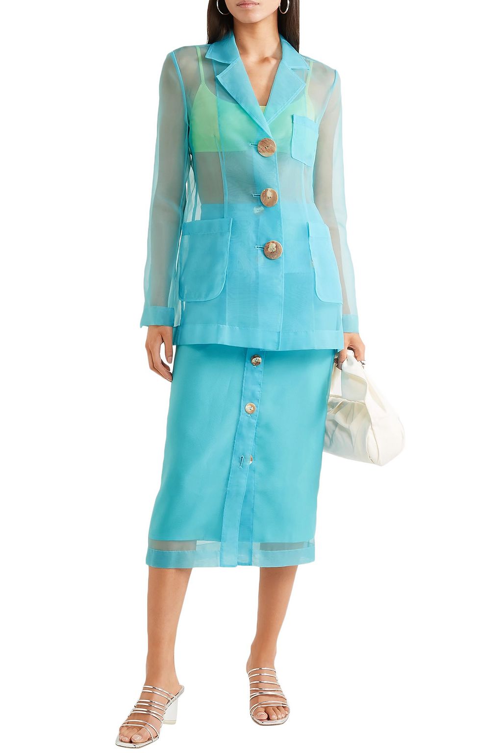 REJINA PYO Lily button-detailed organza midi skirt