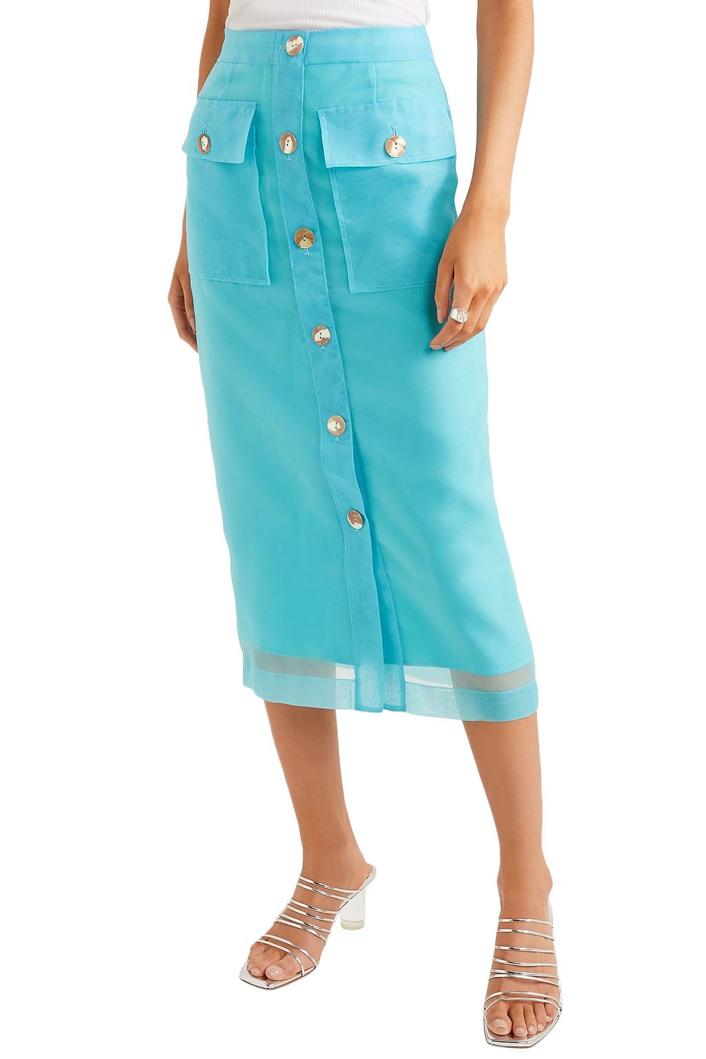 REJINA PYO Lily button-detailed organza midi skirt