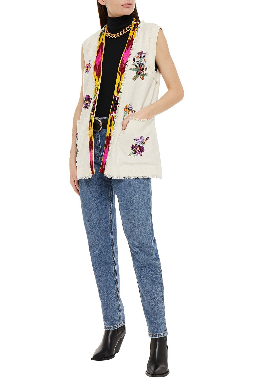 ETRO Frayed embellished silk vest