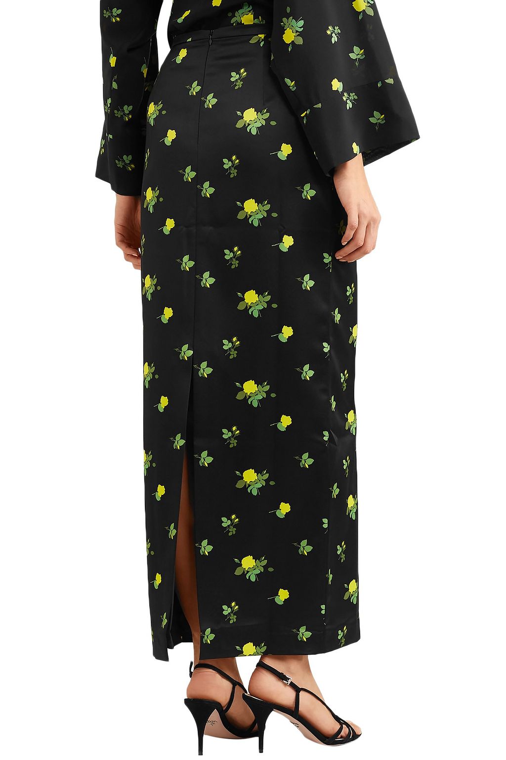 BERNADETTE Norma floral-print satin maxi skirt