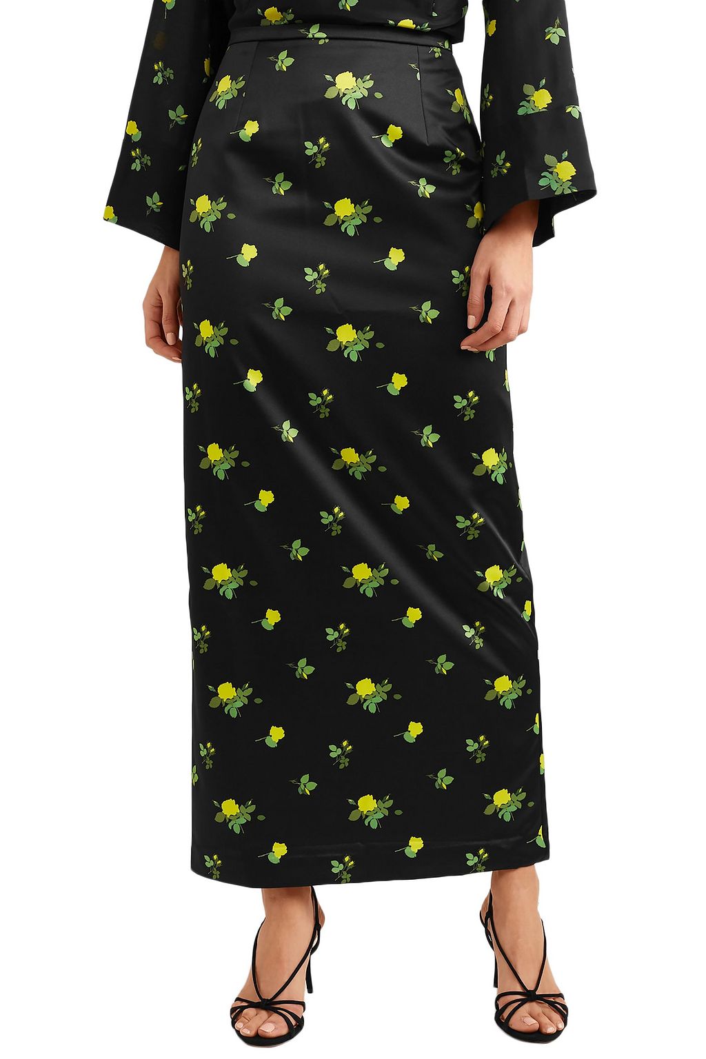 BERNADETTE Norma floral-print satin maxi skirt