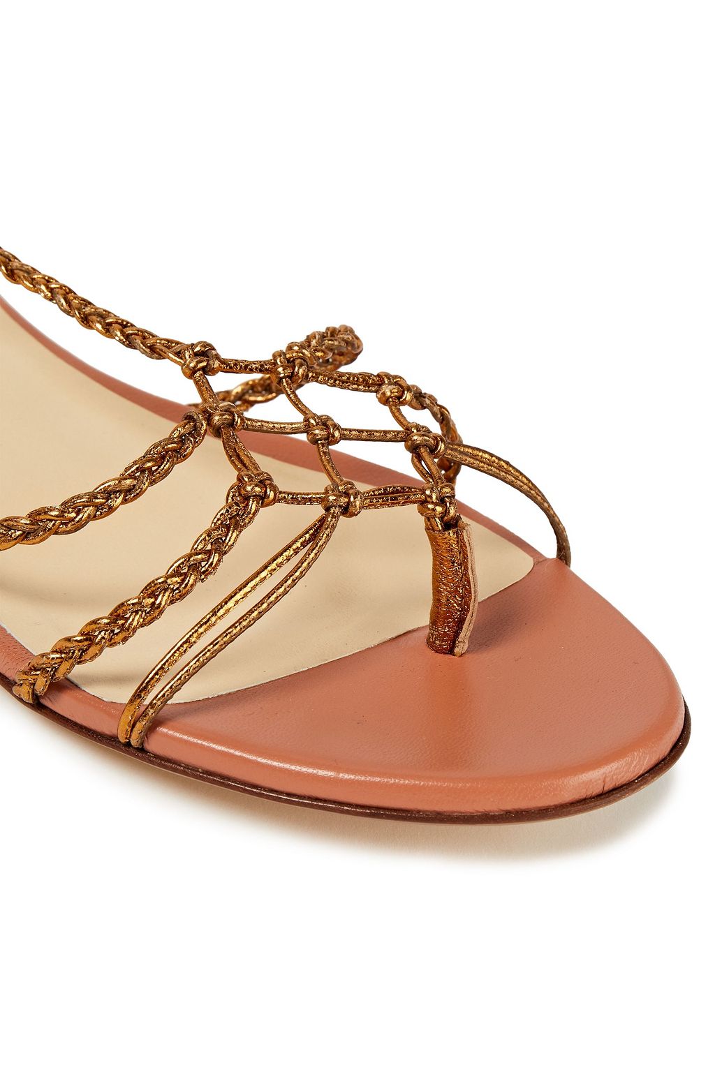 FRANCESCO RUSSO Braided metallic leather sandals