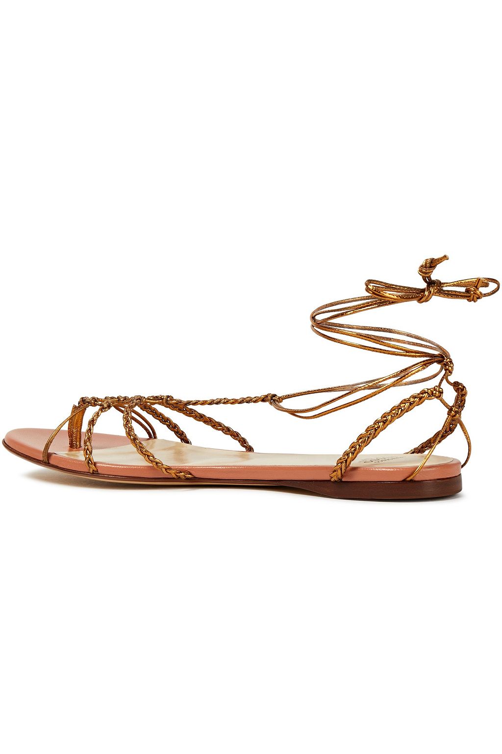 FRANCESCO RUSSO Braided metallic leather sandals