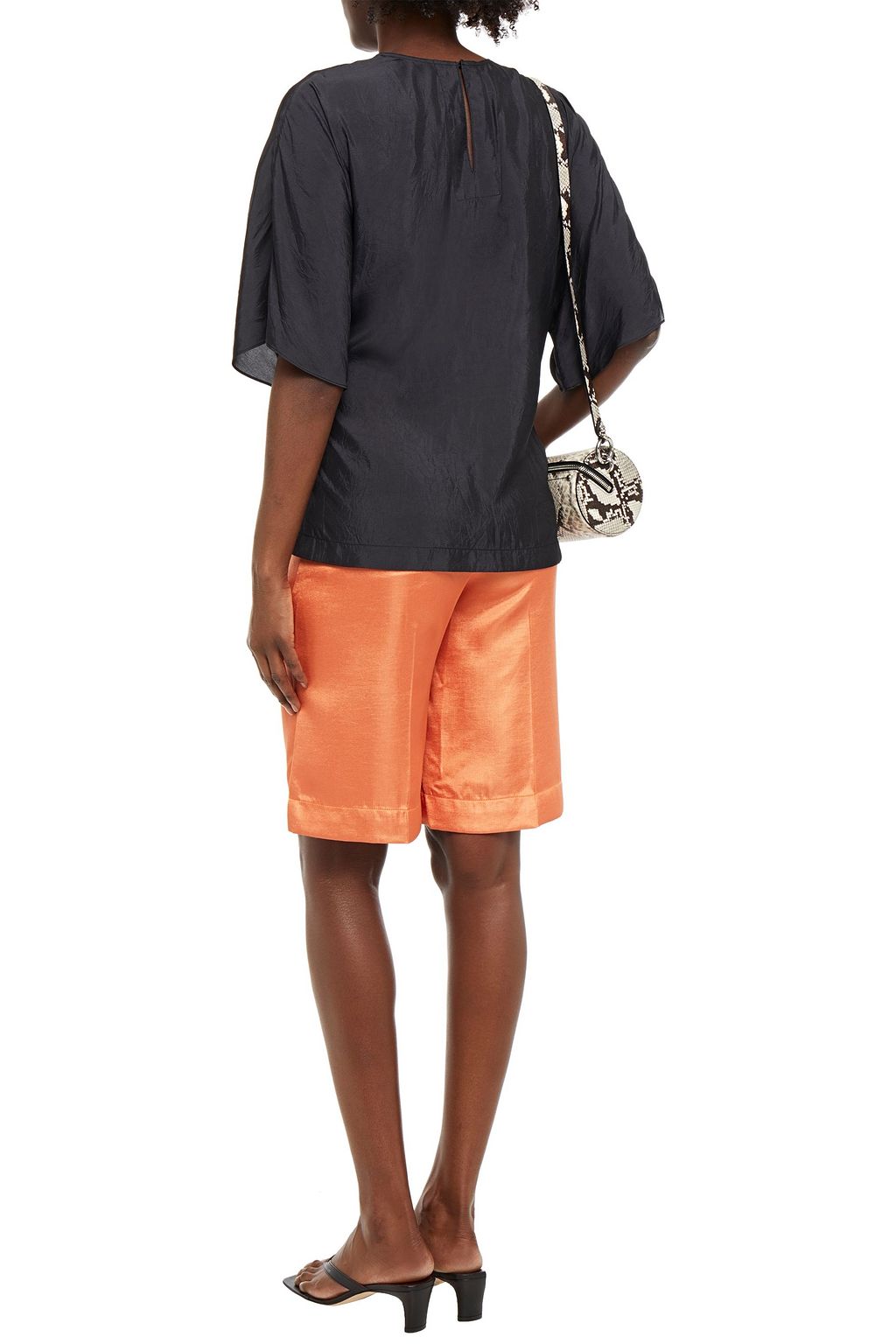 MCQ ALEXANDER MCQUEEN Hook-detailed crinkled crepe de chine top
