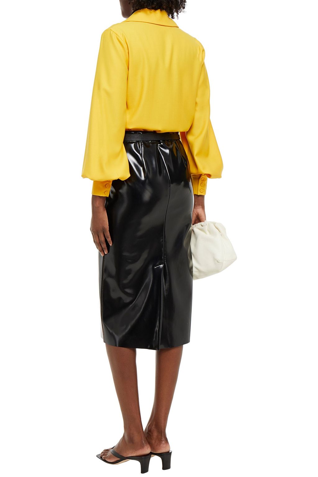 MCQ ALEXANDER MCQUEEN Faux glossed-leather midi pencil skirt