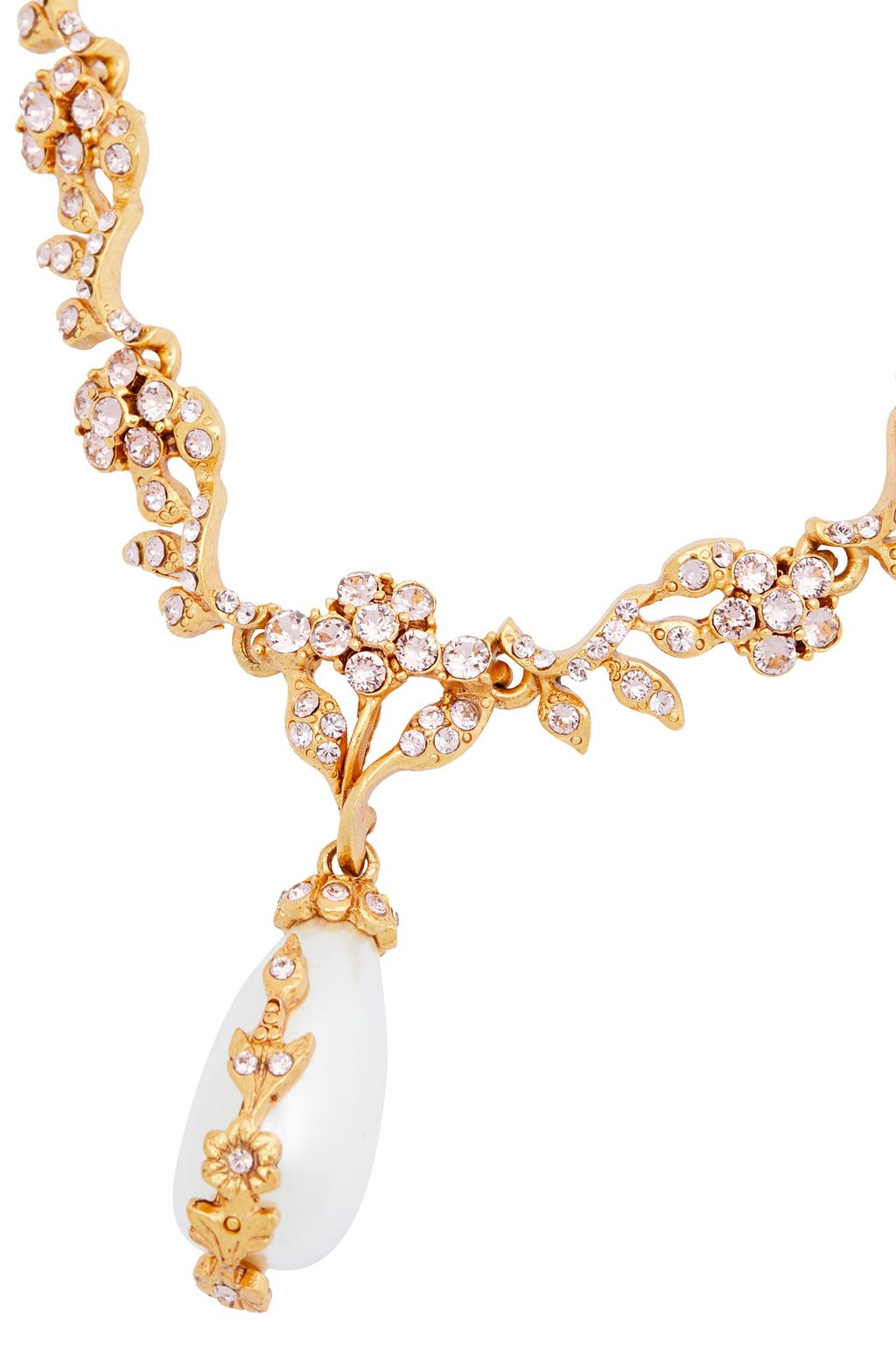 OSCAR DE LA RENTA Gold-tone, crystal and faux pearl necklace