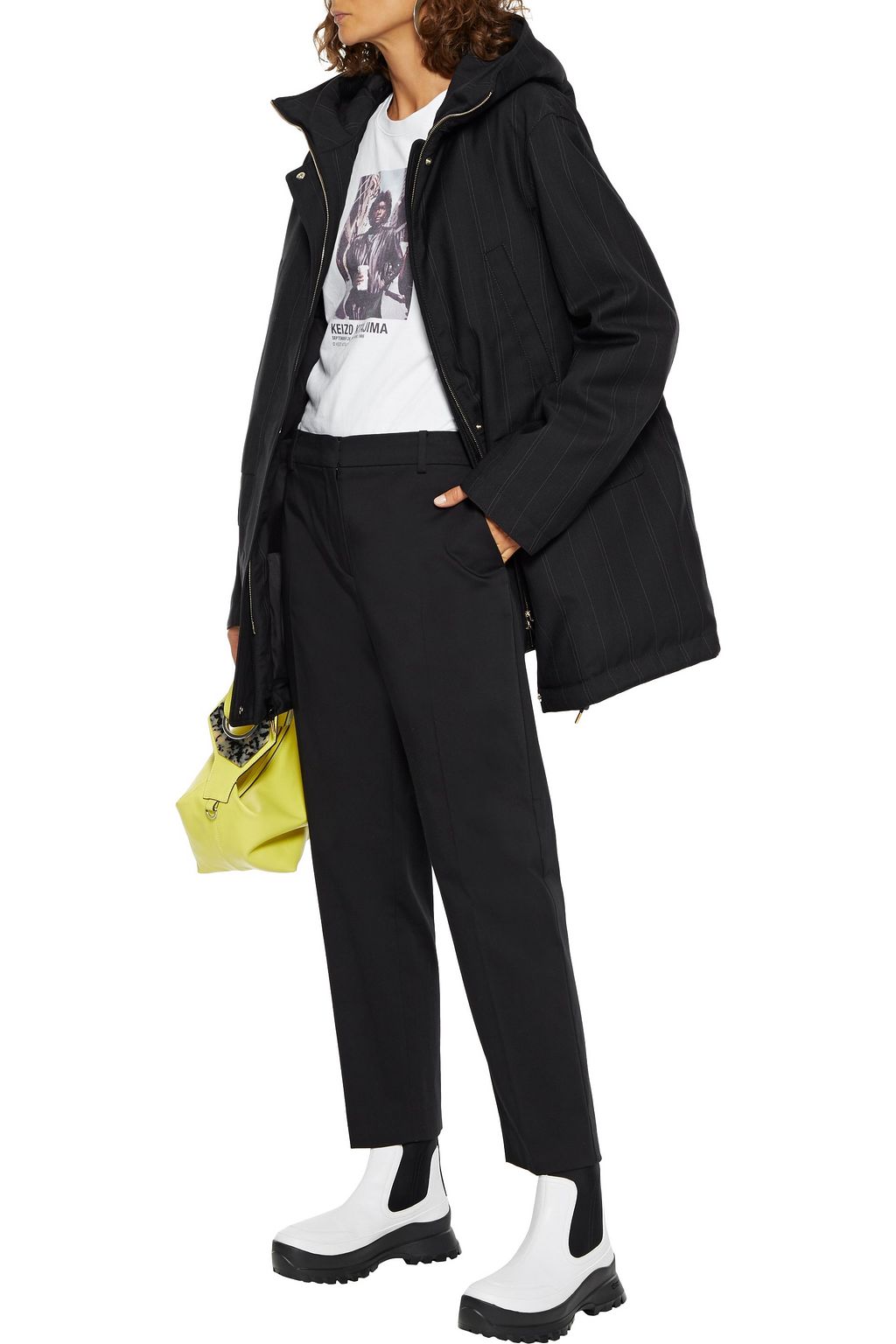 STELLA MCCARTNEY Bruthen pinstriped wool-blend gabardine hooded parka