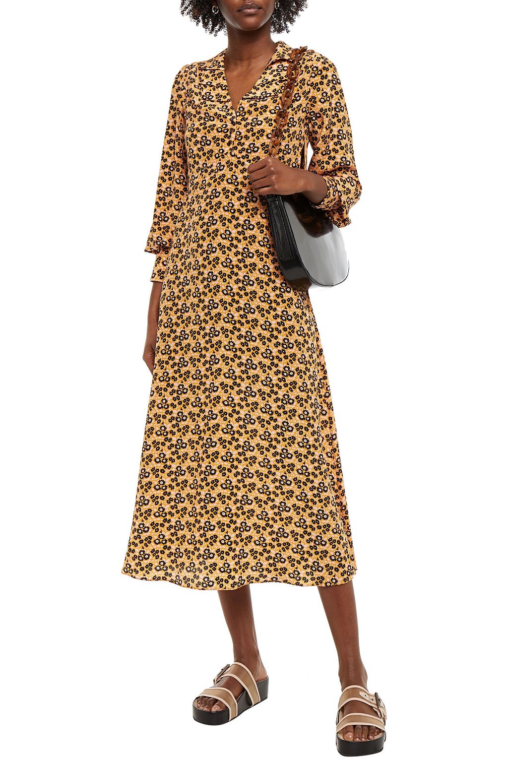 MCQ ALEXANDER MCQUEEN Floral-print silk crepe de chine midi dress