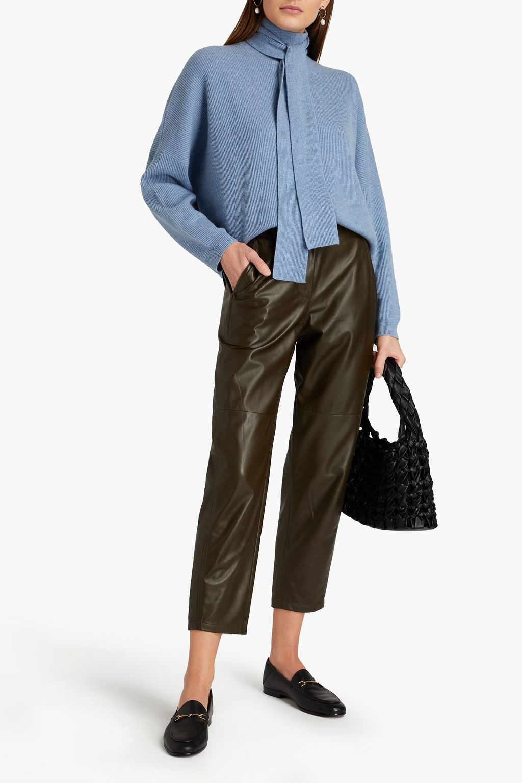 BRUNELLO CUCINELLI Leather tapered pants
