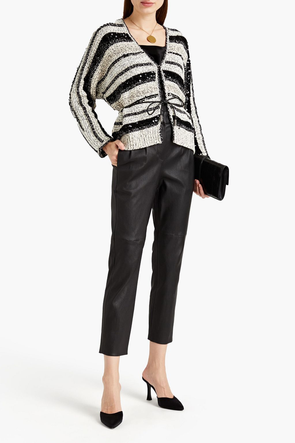 BRUNELLO CUCINELLI Gestreifter Cardigan aus Baumwolle mit Pailletten