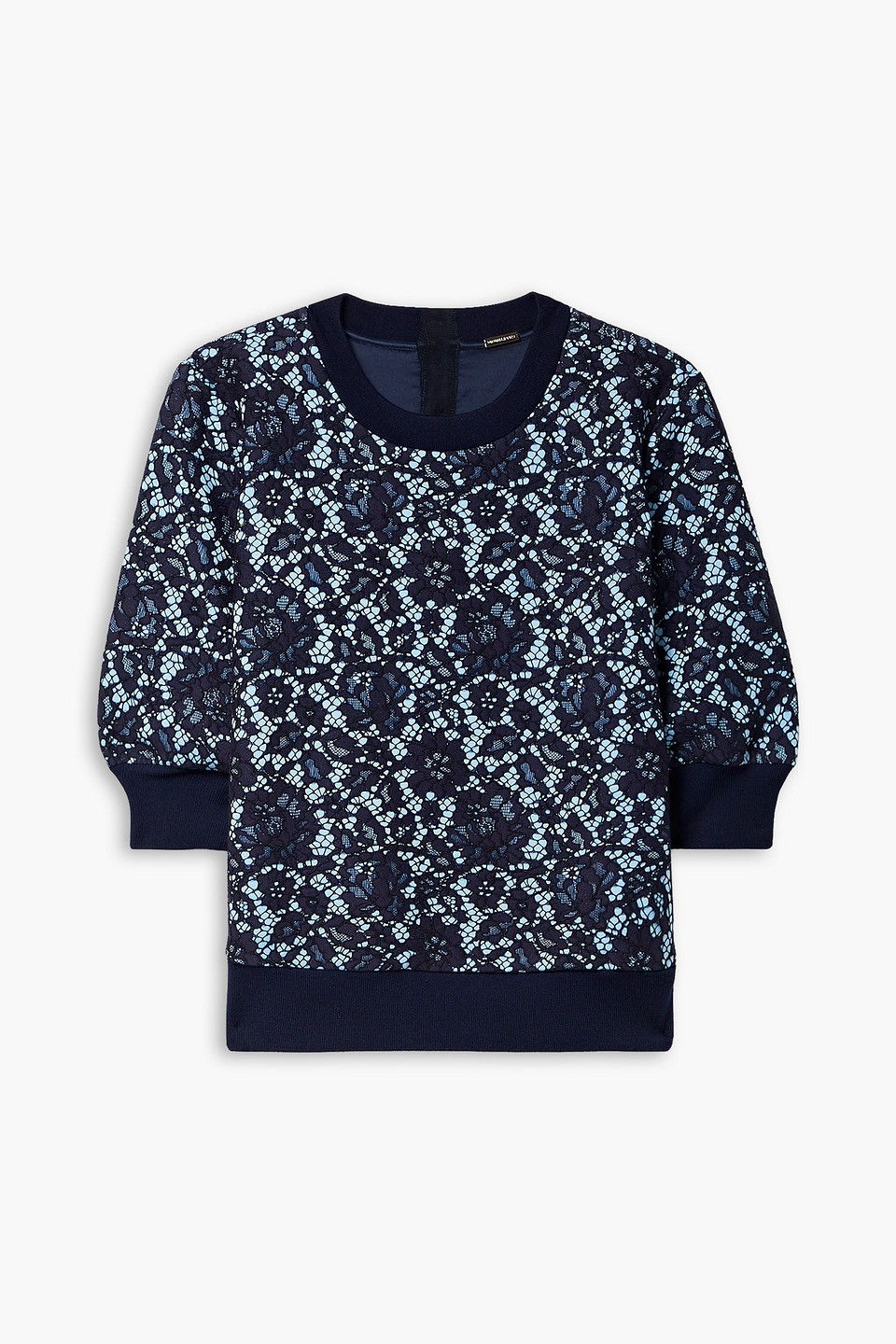 adam lippes - bonded corded lace and jersey sweatshirt - blue - xl