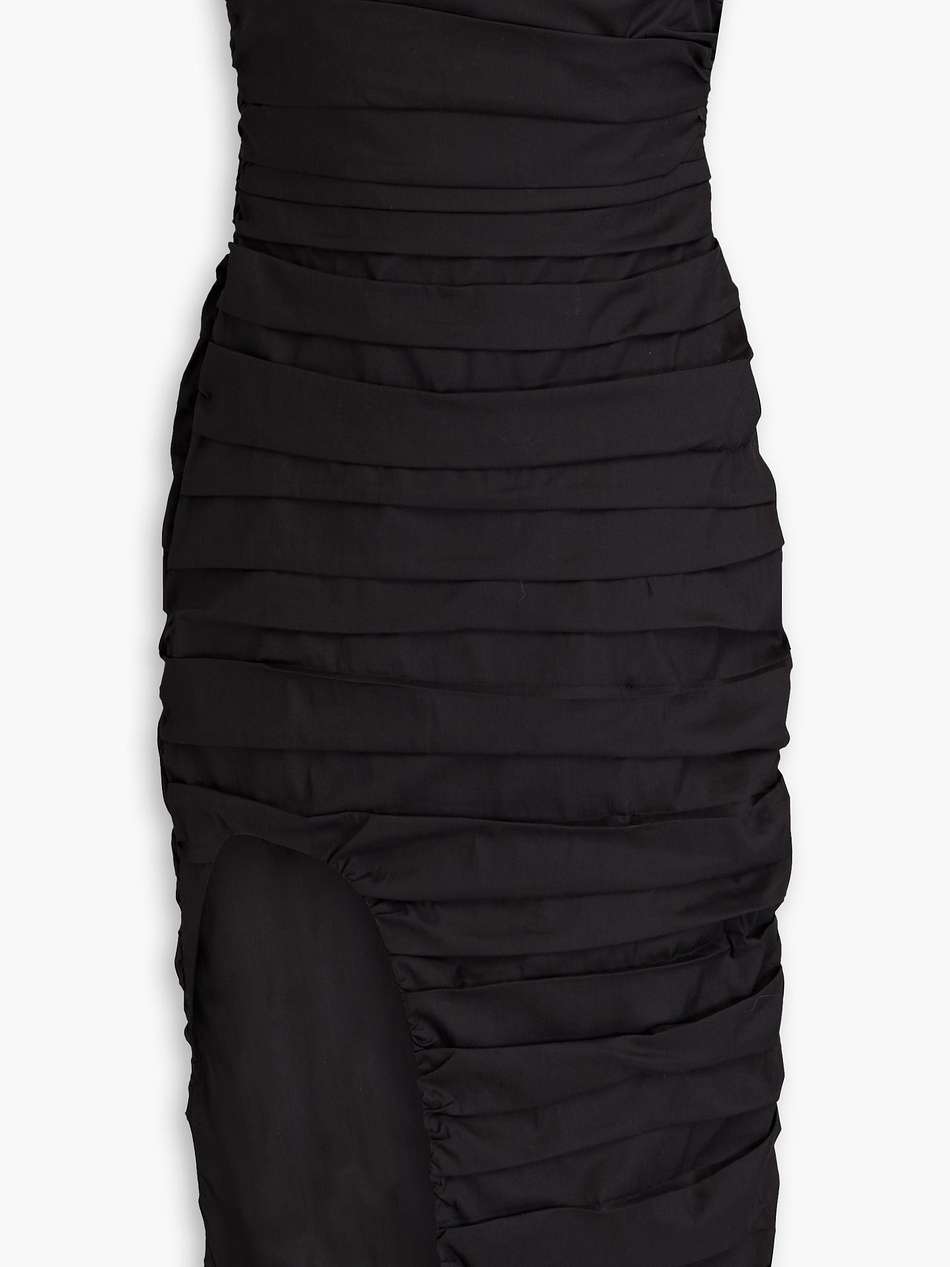 strapless ruched cotton dress