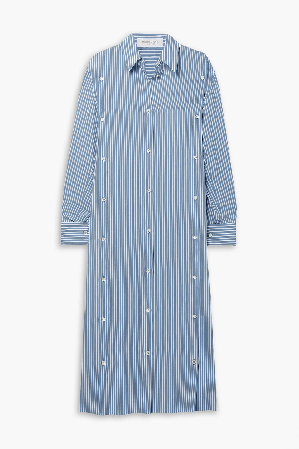Michael Kors Striped Silk-georgette Midi Shirt Dress In Blue
