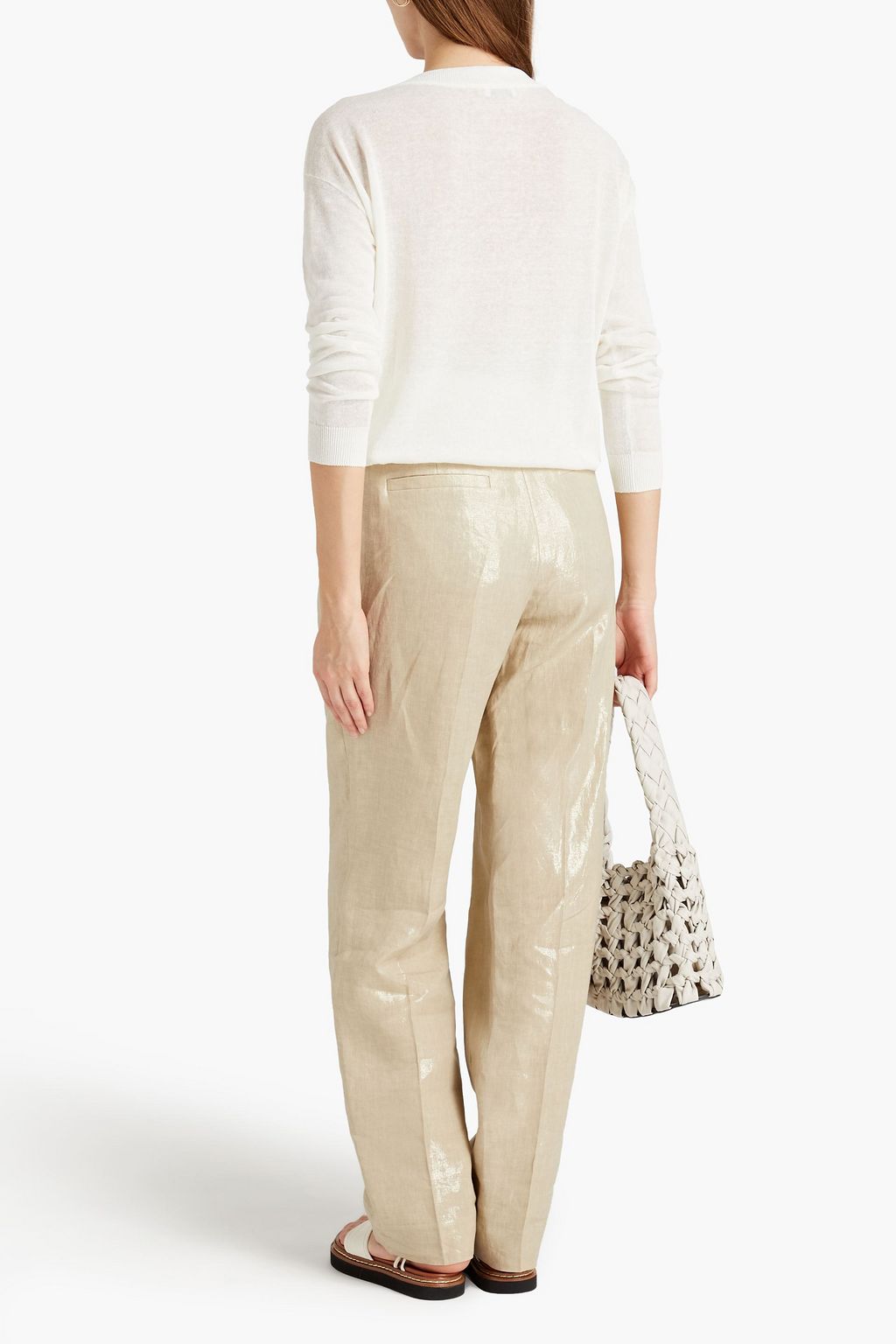 BRUNELLO CUCINELLI Bead-embellished linen-blend sweater
