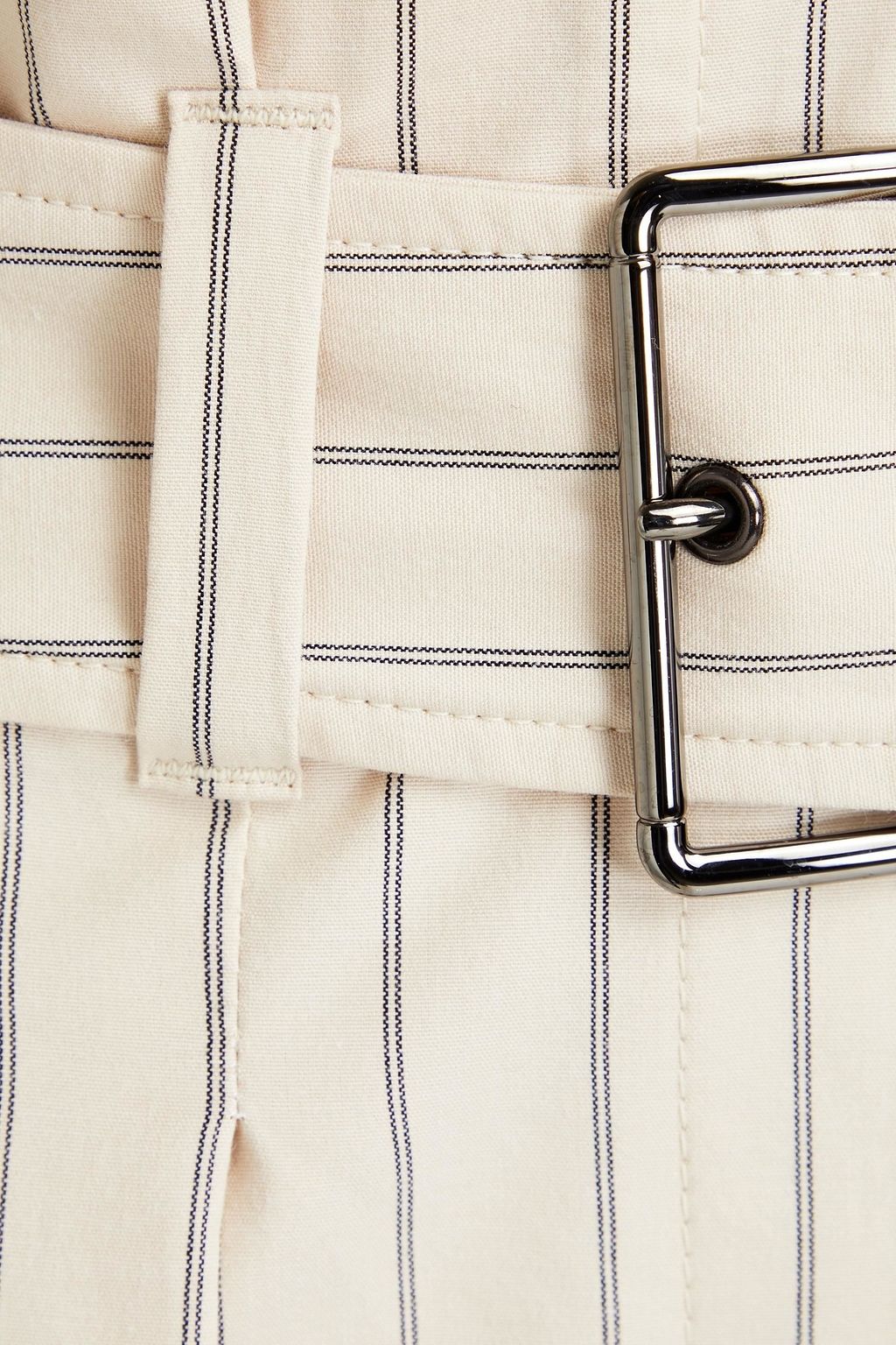 BRUNELLO CUCINELLI Belted pinstriped stretch-cotton tapered pants