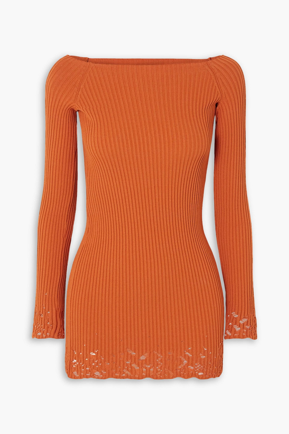 Zeynep Arcay Ajour Mini Knit Dress In Orange In Brown