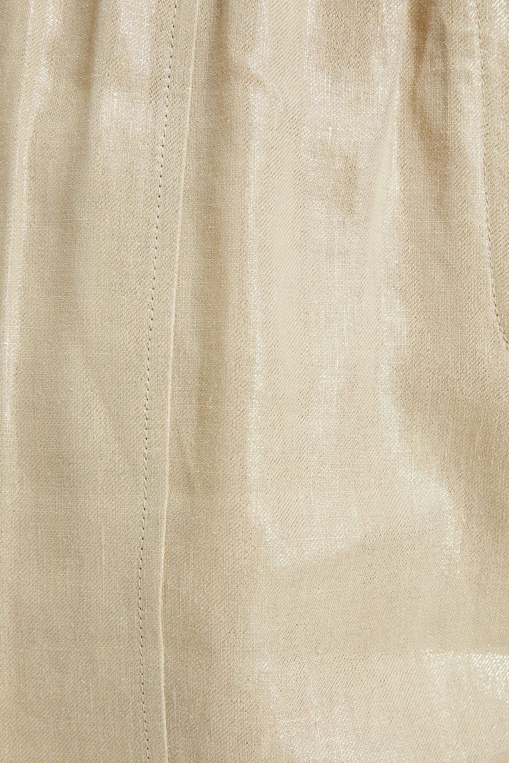 BRUNELLO CUCINELLI Cropped linen-lamé tapered pants