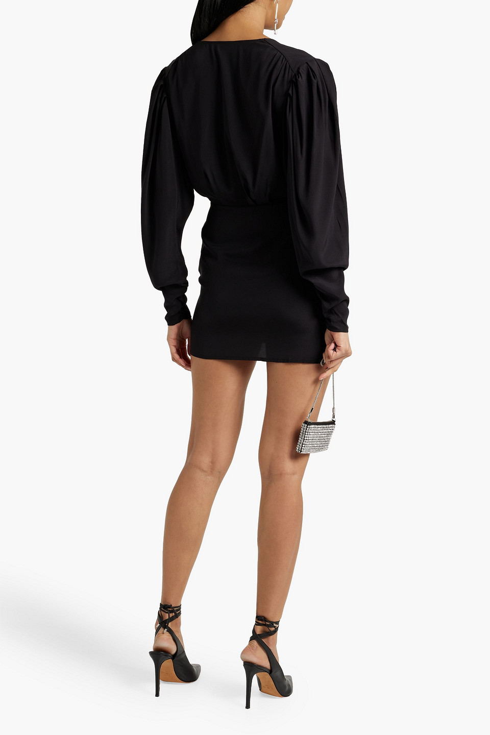 Shop Zeynep Arcay Wrap-effect Gathered Silk Mini Dress In Black