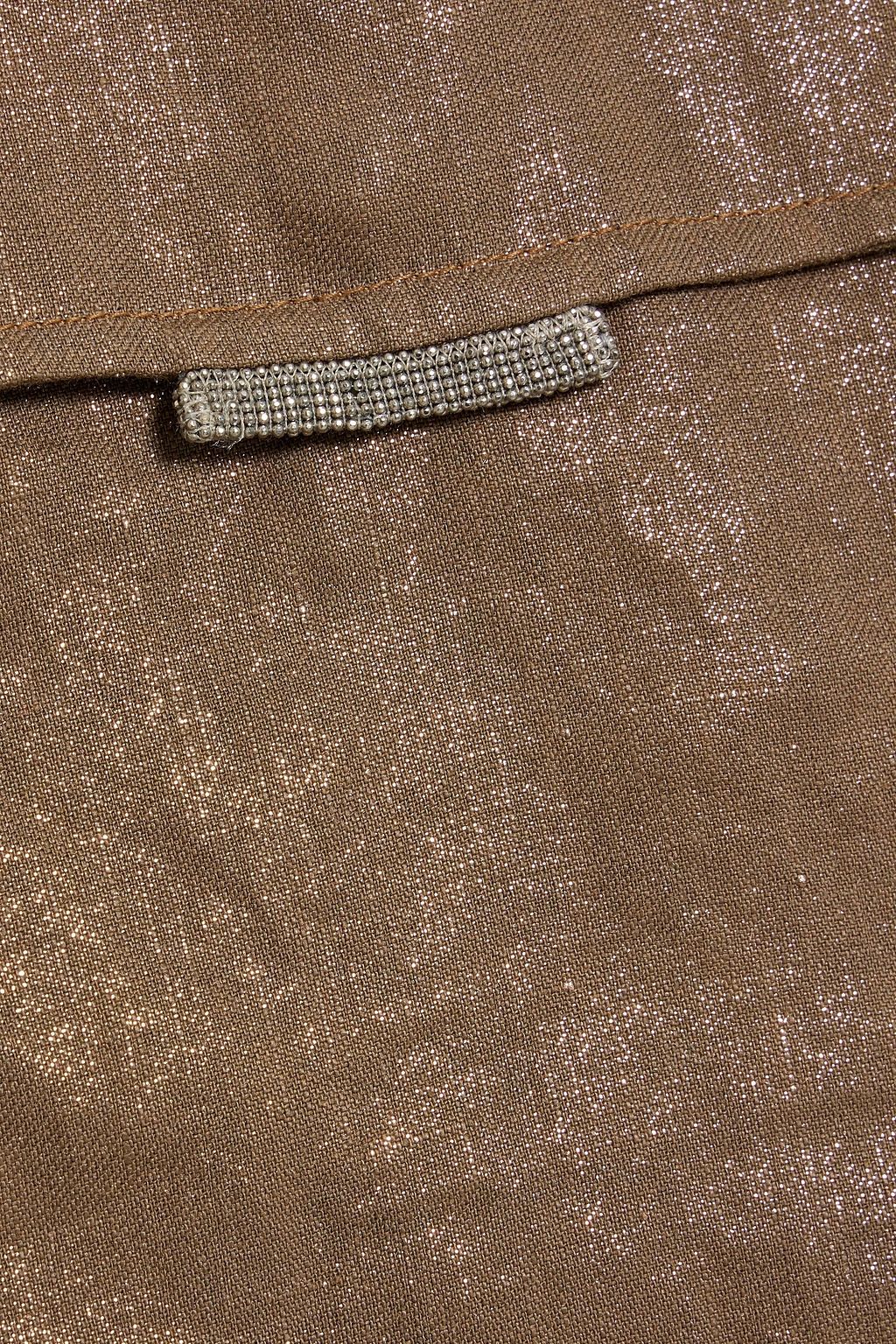 BRUNELLO CUCINELLI Bead-embellished metallic linen playsuit