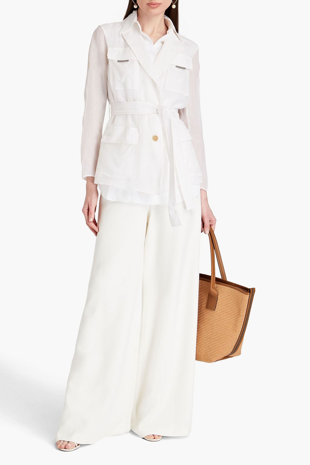 BRUNELLO CUCINELLI Bead-embellished silk and linen jacket