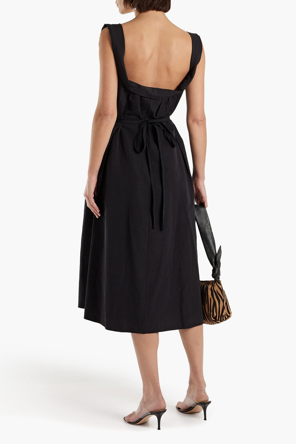 Brock Collection Patti belted cotton linen and silk blend midi dress Smart Closet