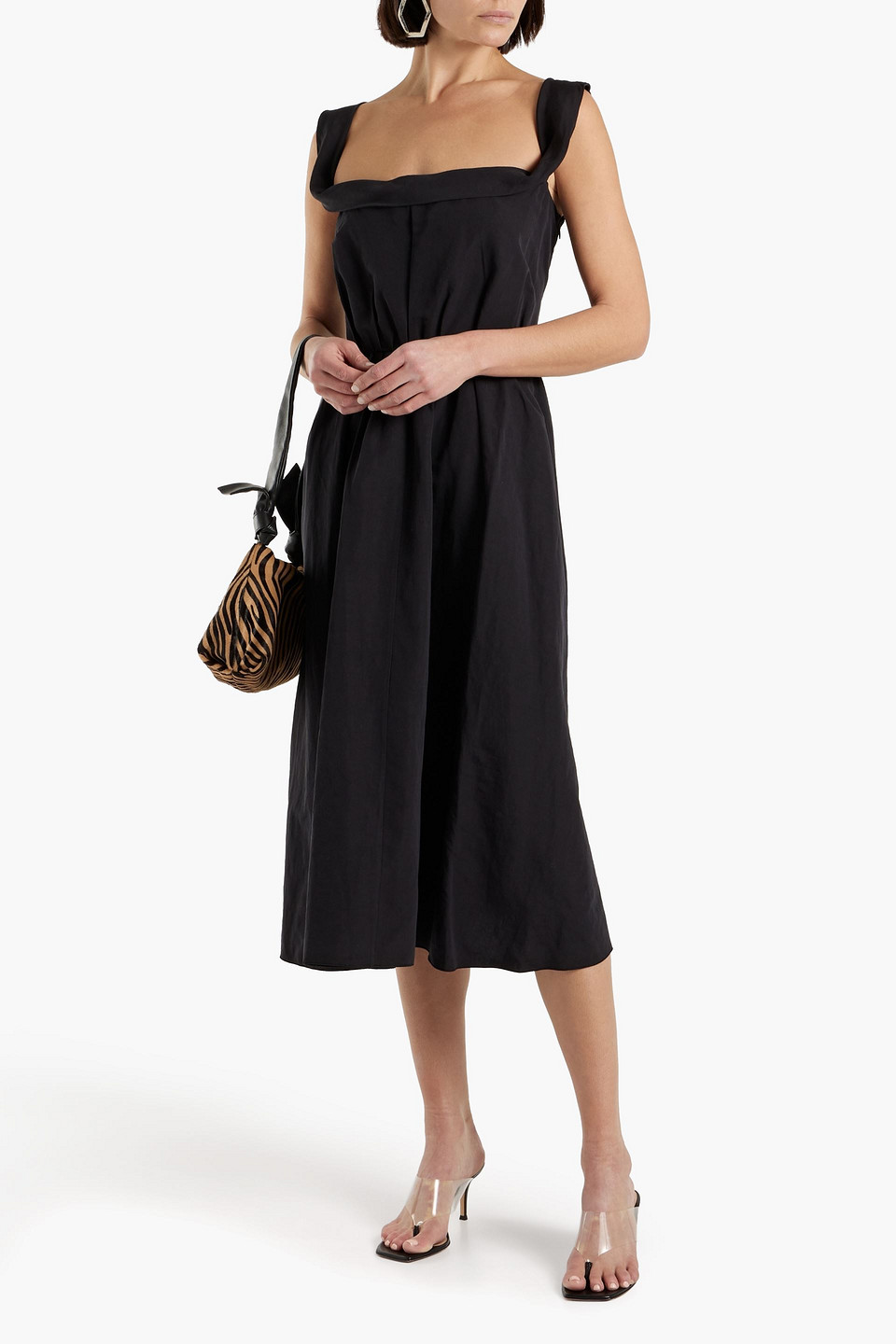 Brock Collection Patti belted cotton linen and silk blend midi dress Smart Closet