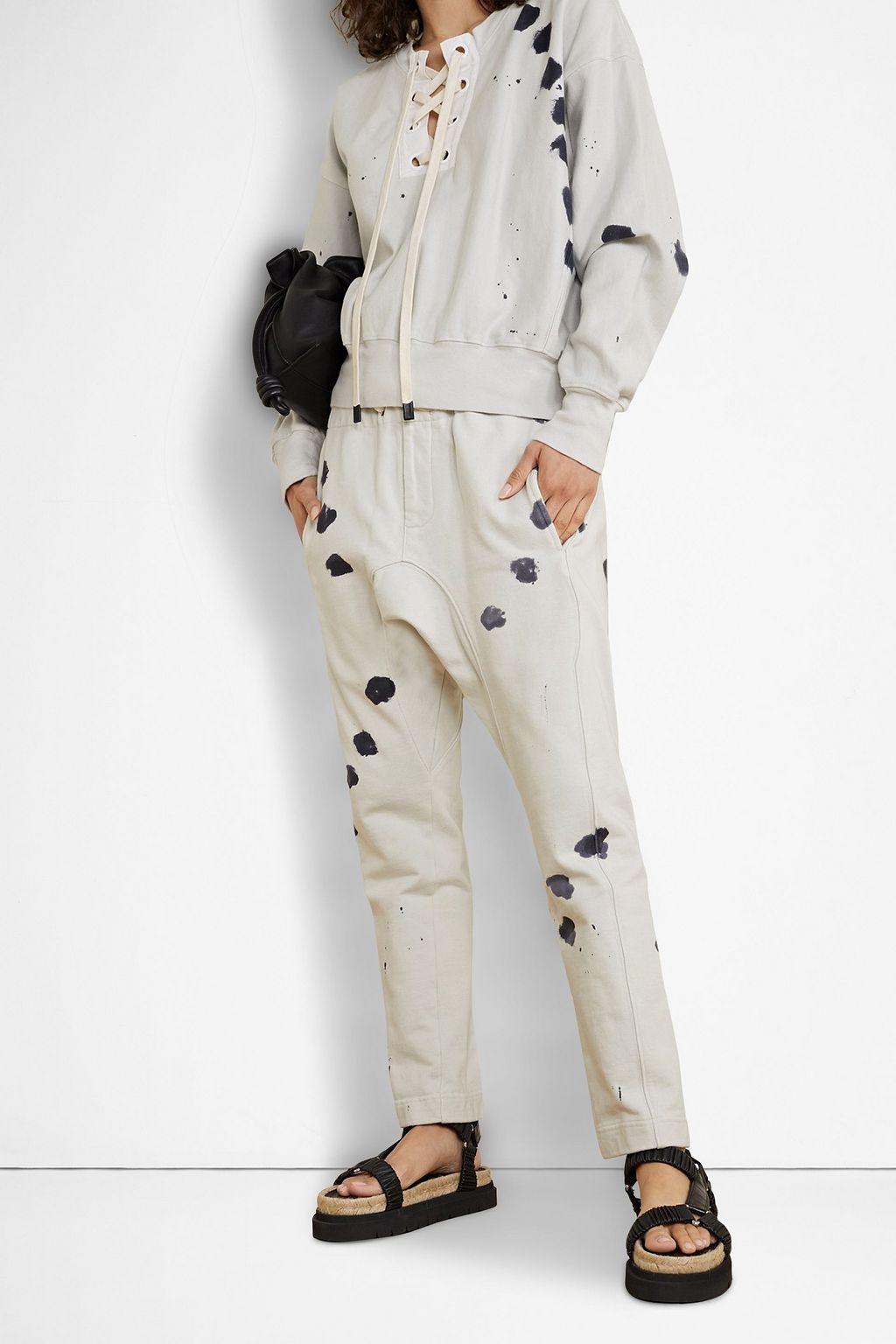 BASSIKE Printed French cotton-terry track pants