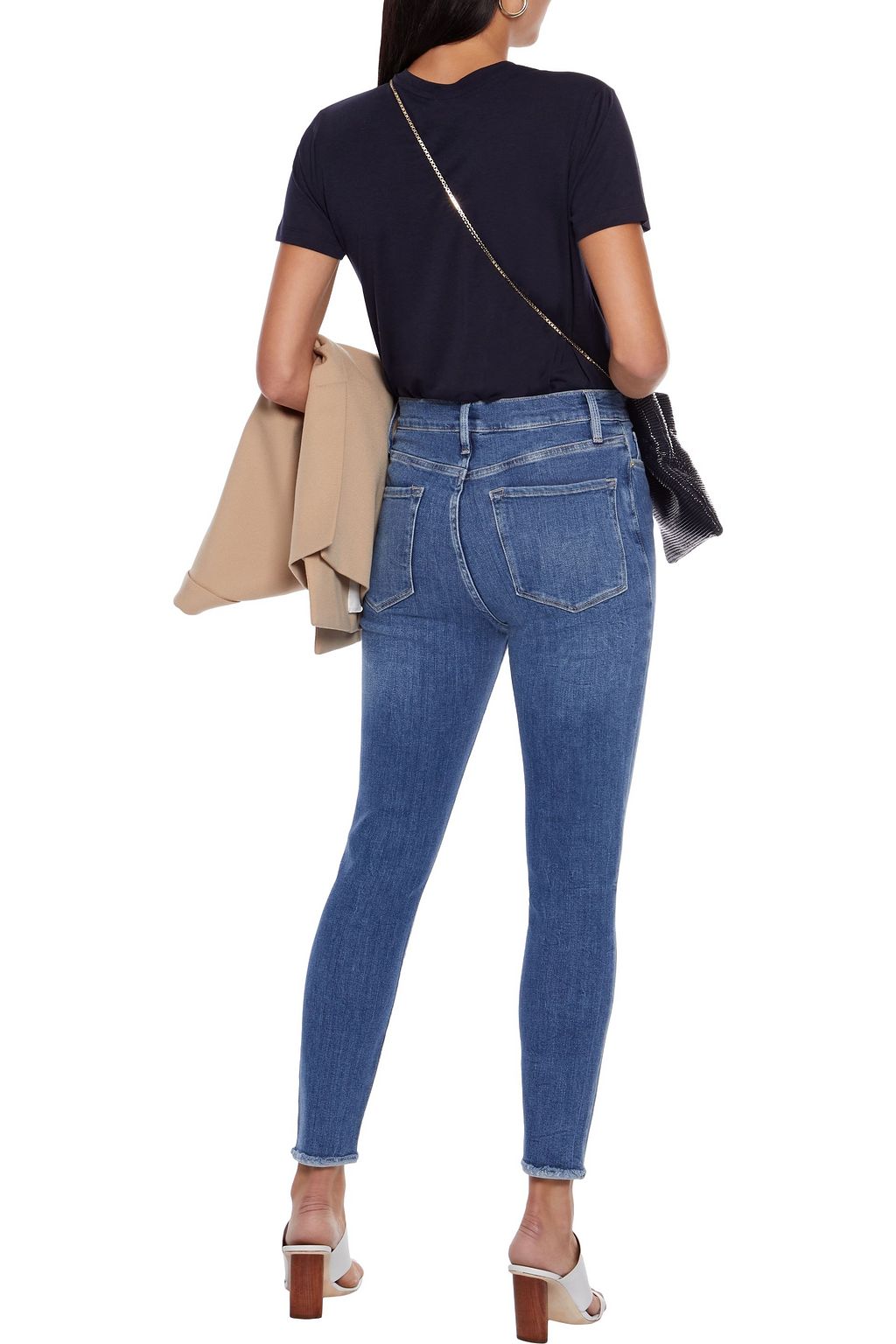 FRAME Ali frayed high-rise skinny jeans