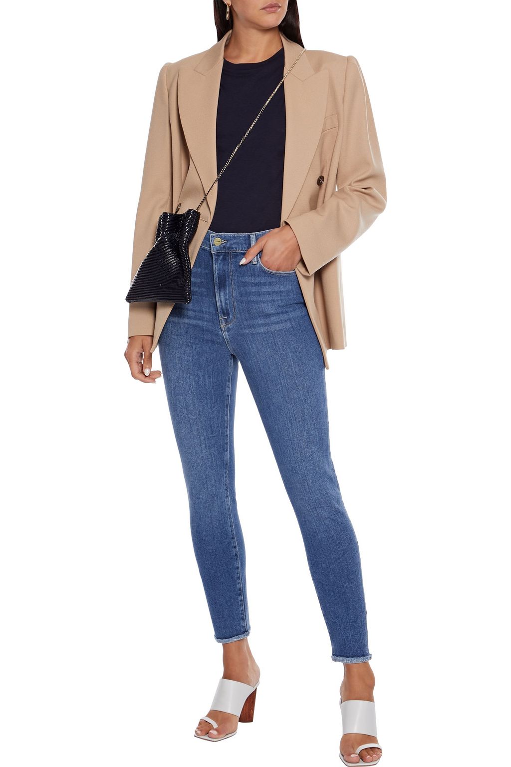 FRAME Ali frayed high-rise skinny jeans