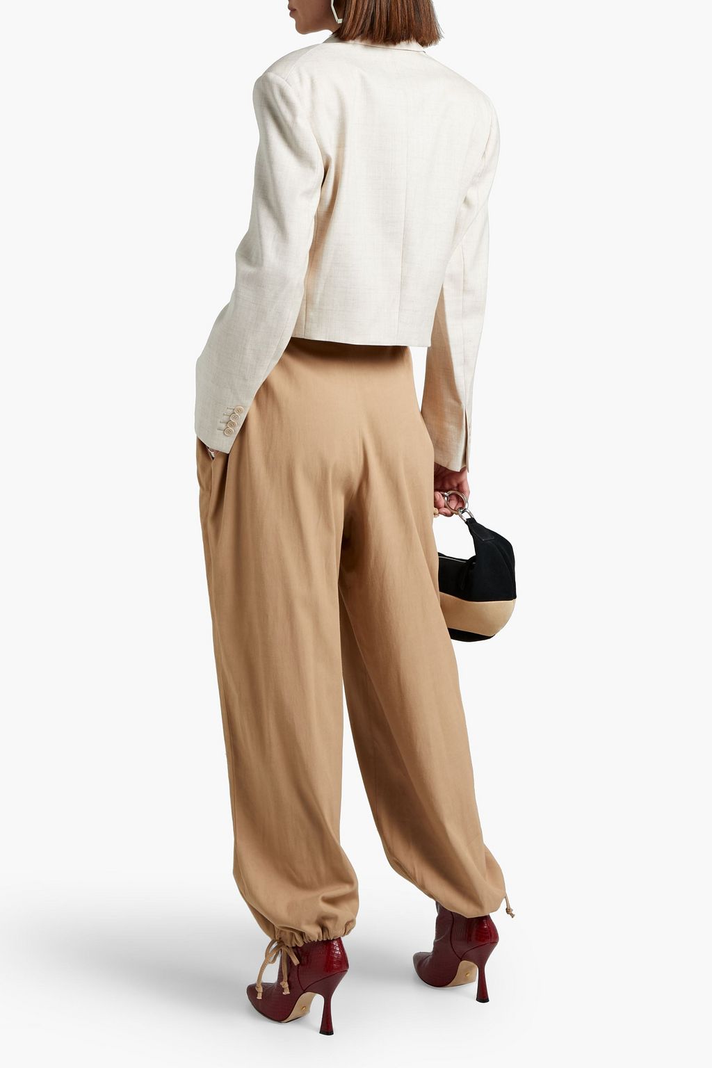 STELLA MCCARTNEY Cropped mélange woven blazer