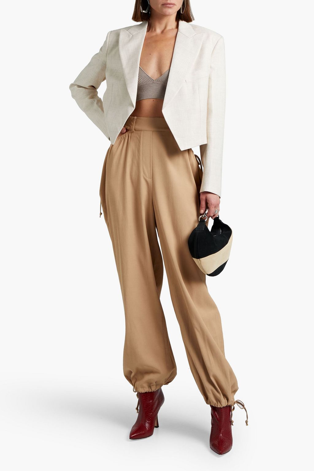STELLA MCCARTNEY Cropped mélange woven blazer