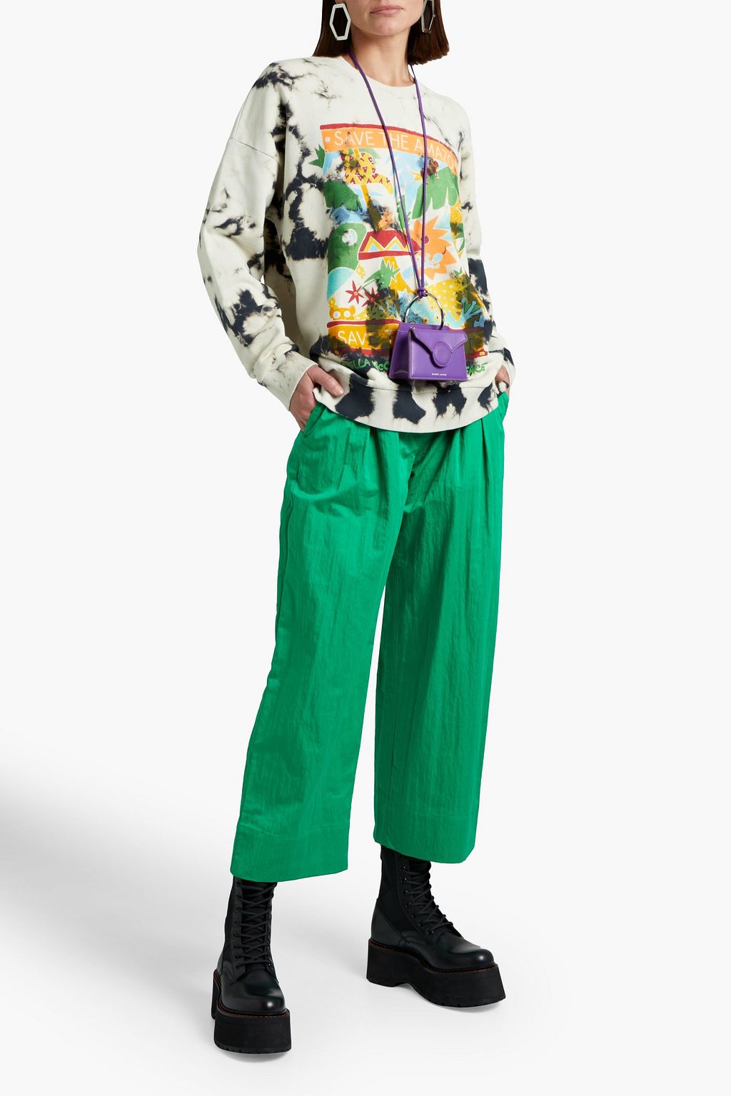 STELLA MCCARTNEY Bleached printed cotton-jersey sweatshirt