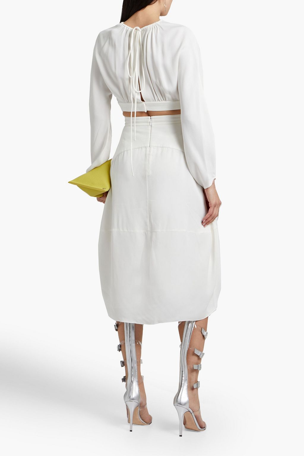 STELLA MCCARTNEY Gathered cutout crepe midi dress