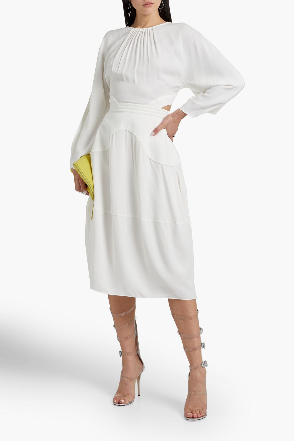 STELLA MCCARTNEY Gathered cutout crepe midi dress