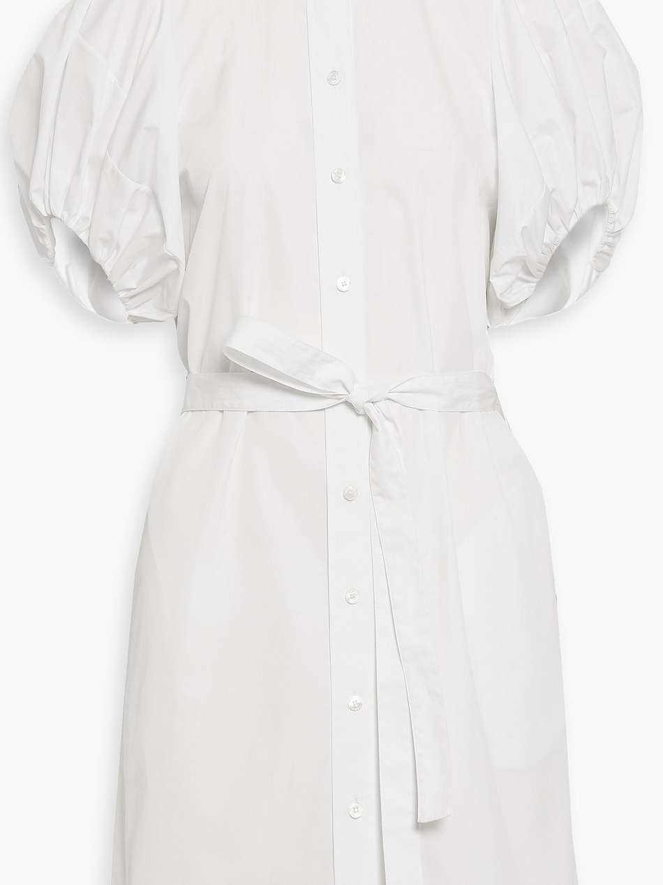 belted cotton-poplin dress