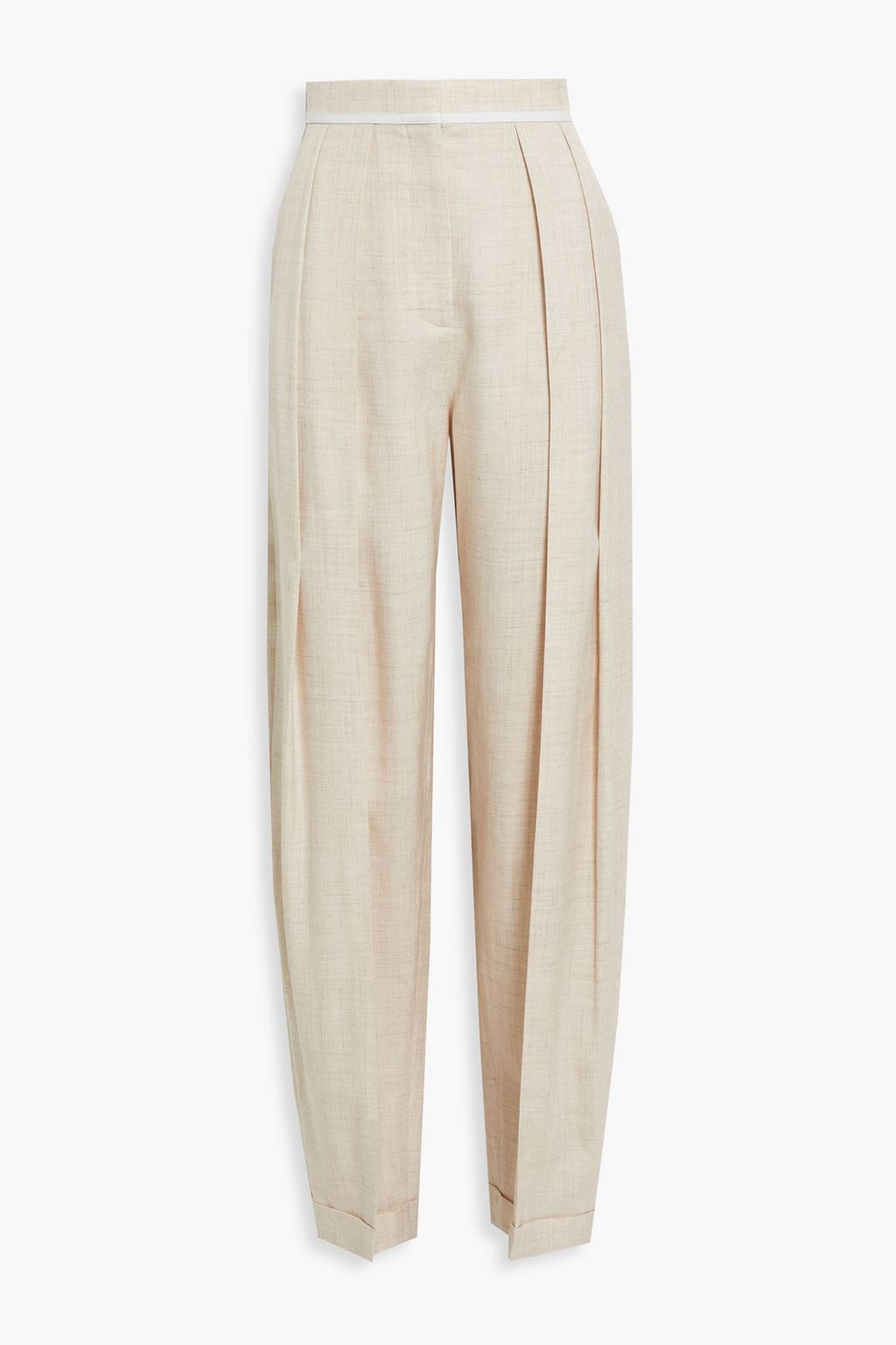 Pleated twill straight-leg pants