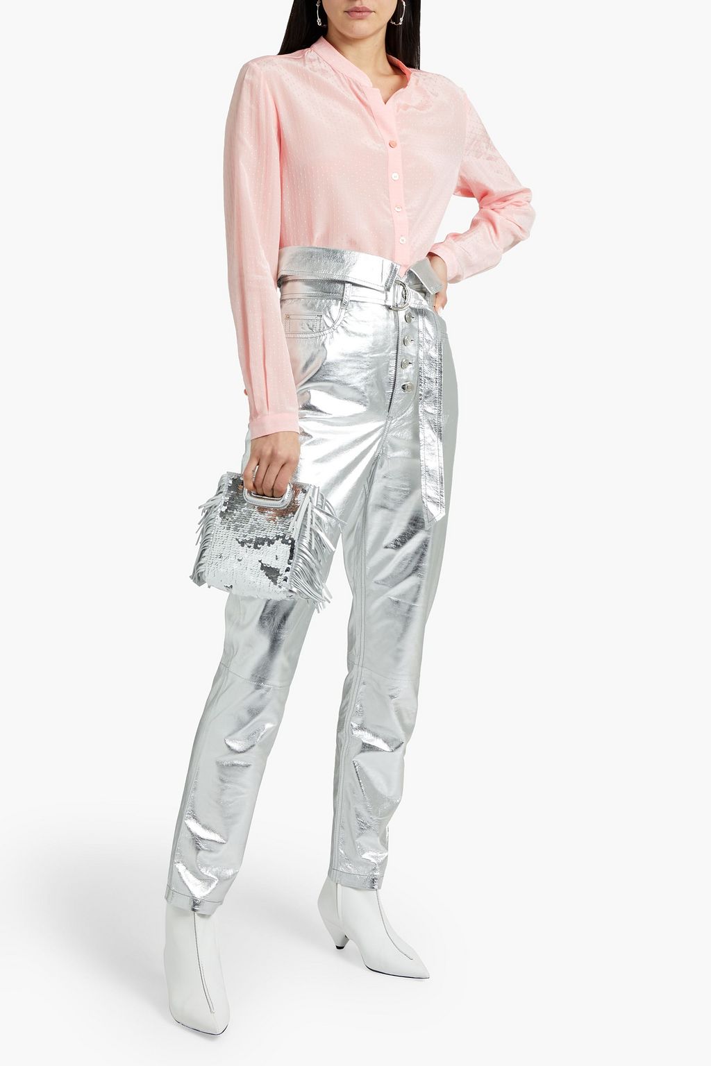 STELLA MCCARTNEY Swiss-dot crepe de chine shirt
